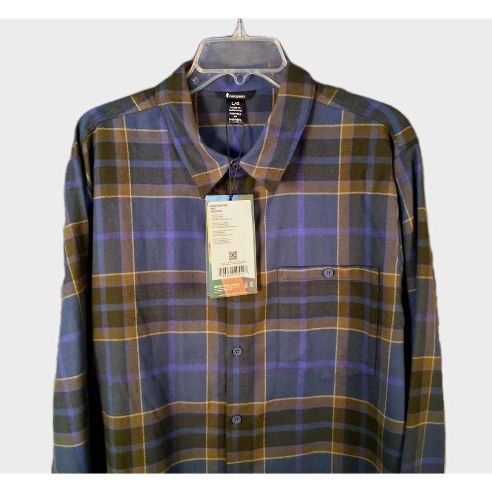 NWT Cotopaxi Mens Size‎ Large Quedo Flannel Shirt Deep Sea Plaid Shirt $85.00